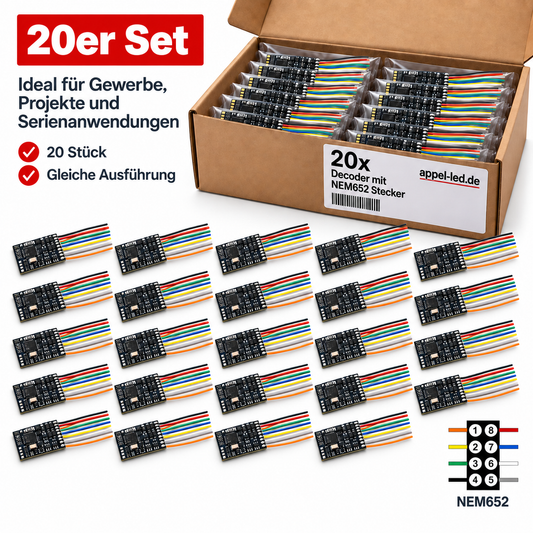 20er Set  -  H0 Lokdecoder DCC und Motorola mit Schnittstelle NEM 652