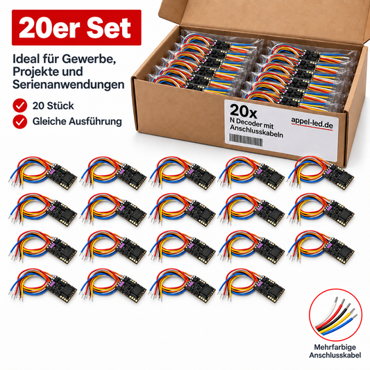 20er Set  -  N Lokdecoder DCC und Motorola mit 100mm Kabel