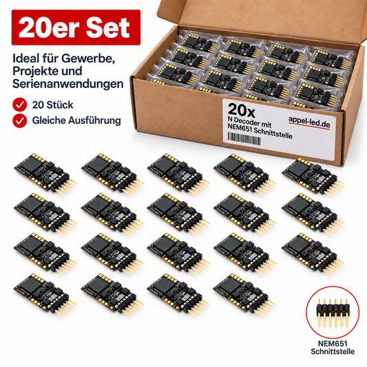 20er  Set  N Lokdecoder DCC und Motorola mit Schnittstelle NEM 651